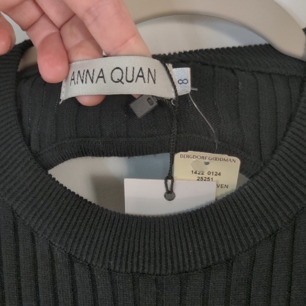 Anna Quan Isla Black Long Sleeve Ribbed Cotton Knit Dress NWT 8 - Picture 11 of 13